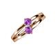 3 - Ria 0.40 ctw (4.00 mm) Round Amethyst Split Shank 2 Stone Engagement Ring 