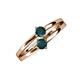 3 - Ria 0.50 ctw (4.00 mm) Round London Blue Topaz Split Shank 2 Stone Engagement Ring 
