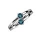 3 - Ria 0.50 ctw (4.00 mm) Round Blue Diamond Split Shank 2 Stone Engagement Ring 