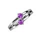 3 - Ria 0.40 ctw (4.00 mm) Round Amethyst Split Shank 2 Stone Engagement Ring 
