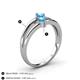 4 - Ria 0.44 ctw (4.00 mm) Round Blue Topaz Split Shank 2 Stone Engagement Ring 
