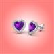 3 - Ember 2.54 ctw (7.00 mm) Heart Shape Amethyst and Round Natural Diamond Halo Stud Earrings 