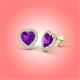 3 - Ember 2.54 ctw (7.00 mm) Heart Shape Amethyst and Round Natural Diamond Halo Stud Earrings 