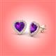3 - Ember 2.54 ctw (7.00 mm) Heart Shape Amethyst and Round Natural Diamond Halo Stud Earrings 
