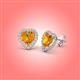 3 - Ember 2.38 ctw (7.00 mm) Heart Shape Citrine and Round Natural Diamond Halo Stud Earrings 
