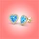 3 - Ember 3.44 ctw (7.00 mm) Heart Shape Blue Topaz and Round Natural Diamond Halo Stud Earrings 