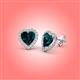 3 - Ember 3.44 ctw (7.00 mm) Heart Shape London Blue Topaz and Round Natural Diamond Halo Stud Earrings 