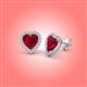 3 - Ember 3.14 ctw (7.00 mm) Heart Shape Lab Created Ruby and Round Natural Diamond Halo Stud Earrings 