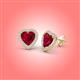 3 - Ember 3.14 ctw (7.00 mm) Heart Shape Created Ruby and Round Natural Diamond Halo Stud Earrings 