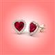 3 - Ember 3.14 ctw (7.00 mm) Heart Shape Created Ruby and Round Natural Diamond Halo Stud Earrings 
