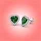 3 - Ember 2.44 ctw (7.00 mm) Heart Shape Created Emerald and Round Natural Diamond Halo Stud Earrings 