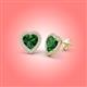 3 - Ember 2.44 ctw (7.00 mm) Heart Shape Created Emerald and Round Natural Diamond Halo Stud Earrings 
