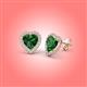 3 - Ember 2.44 ctw (7.00 mm) Heart Shape Created Emerald and Round Natural Diamond Halo Stud Earrings 