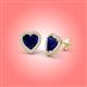 3 - Ember 3.14 ctw (7.00 mm) Heart Shape Created Blue Sapphire and Round Natural Diamond Halo Stud Earrings 