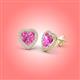 3 - Ember 3.24 ctw (7.00 mm) Heart Shape Created Pink Sapphire and Round Natural Diamond Halo Stud Earrings 