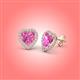 3 - Ember 3.24 ctw (7.00 mm) Heart Shape Created Pink Sapphire and Round Natural Diamond Halo Stud Earrings 