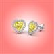 3 - Ember 2.84 ctw (7.00 mm) Heart Shape Created Yellow Sapphire and Round Natural Diamond Halo Stud Earrings 