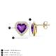 4 - Ember 2.54 ctw (7.00 mm) Heart Shape Amethyst and Round Natural Diamond Halo Stud Earrings 