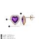 4 - Ember 2.54 ctw (7.00 mm) Heart Shape Amethyst and Round Natural Diamond Halo Stud Earrings 