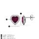 4 - Ember 3.04 ctw (7.00 mm) Heart Shape Rhodolite Garnet and Round Natural Diamond Halo Stud Earrings 