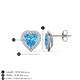 4 - Ember 3.44 ctw (7.00 mm) Heart Shape Blue Topaz and Round Natural Diamond Halo Stud Earrings 