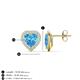 4 - Ember 3.44 ctw (7.00 mm) Heart Shape Blue Topaz and Round Natural Diamond Halo Stud Earrings 