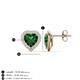 4 - Ember 2.44 ctw (7.00 mm) Heart Shape Created Emerald and Round Natural Diamond Halo Stud Earrings 
