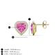 4 - Ember 3.24 ctw (7.00 mm) Heart Shape Created Pink Sapphire and Round Natural Diamond Halo Stud Earrings 