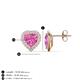 4 - Ember 3.24 ctw (7.00 mm) Heart Shape Created Pink Sapphire and Round Natural Diamond Halo Stud Earrings 