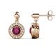 1 - Gila 1.69 ctw (5.50 mm) Round Rhodolite Garnet and Natural Diamond Halo Drop and Dangle Earrings 