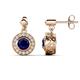 1 - Gila 1.66 ctw (5.50 mm) Round Lab Created Blue Sapphire and Natural Diamond Halo Drop and Dangle Earrings 