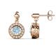 1 - Gila 1.56 ctw (5.50 mm) Round Aquamarine and Natural Diamond Halo Drop and Dangle Earrings 