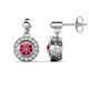 1 - Gila 1.56 ctw (5.50 mm) Round Pink Tourmaline and Natural Diamond Halo Drop and Dangle Earrings 