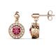 1 - Gila 1.56 ctw (5.50 mm) Round Pink Tourmaline and Natural Diamond Halo Drop and Dangle Earrings 