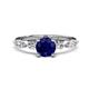 1 - Nylah 1.87 ctw (6.00 mm) Round Blue Sapphire and Graduated Pear Shape Natural Diamond Engagement Ring 