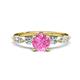 1 - Nylah 1.67 ctw (6.50 mm) Round Pink Sapphire and Graduated Pear Shape Natural Diamond Engagement Ring 