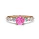 1 - Nylah 1.67 ctw (6.50 mm) Round Pink Sapphire and Graduated Pear Shape Natural Diamond Engagement Ring 