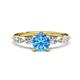 1 - Nylah 1.67 ctw (6.50 mm) Round Blue Topaz and Graduated Pear Shape Natural Diamond Engagement Ring 