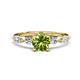 1 - Nylah 1.82 ctw (6.50 mm) Round Peridot and Graduated Pear Shape Natural Diamond Engagement Ring 