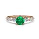 1 - Nylah 1.44 ctw (6.00 mm) Round Emerald and Graduated Pear Shape Natural Diamond Engagement Ring 