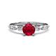 1 - Nylah 1.67 ctw (6.00 mm) Round Ruby and Graduated Pear Shape Natural Diamond Engagement Ring 