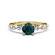 1 - Nylah 1.67 ctw (6.50 mm) Round London Blue Topaz and Graduated Pear Shape Natural Diamond Engagement Ring 
