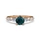 1 - Nylah 1.67 ctw (6.50 mm) Round London Blue Topaz and Graduated Pear Shape Natural Diamond Engagement Ring 