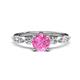 1 - Nylah 1.67 ctw (6.50 mm) Round Pink Sapphire and Graduated Pear Shape Natural Diamond Engagement Ring 