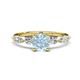 1 - Nylah 1.59 ctw (6.50 mm) Round Aquamarine and Graduated Pear Shape Natural Diamond Engagement Ring 