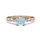 1 - Nylah 1.59 ctw (6.50 mm) Round Aquamarine and Graduated Pear Shape Natural Diamond Engagement Ring 