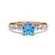 1 - Nylah 1.67 ctw (6.50 mm) Round Blue Topaz and Graduated Pear Shape Natural Diamond Engagement Ring 