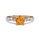 1 - Nylah 1.59 ctw (6.50 mm) Round Citrine and Graduated Pear Shape Natural Diamond Engagement Ring 
