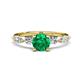 1 - Nylah 1.44 ctw (6.00 mm) Round Emerald and Graduated Pear Shape Natural Diamond Engagement Ring 