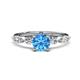 1 - Nylah 1.67 ctw (6.50 mm) Round Blue Topaz and Graduated Pear Shape Natural Diamond Engagement Ring 